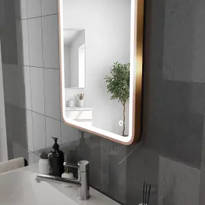 Harper & Harlow 500x700 Vela Brushed Brass LED Illuminated Bathroom Mirror