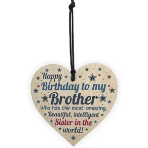 Red Ocean Funny Brother Birthday Gifts Brother Birthday Card Wooden Heart From Sister Gift Family Plaque Keepsake