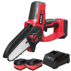 Excel 18V Cordless Mini Chain Saw with 2 x 5.0Ah Battery & Charger