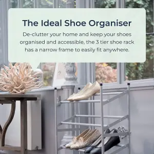 Shoe Rack Shelf Extendable 3 Tier Space Saving Organiser Stand Storage Hallway Bedroom Furniture