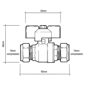 15mm Ball Valve Compression Butterfly Handle Blue WRAS Approved Full Bore