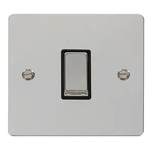 Flat Plate Polished Chrome 10A 1 Gang 2 Way Ingot Light Switch - Black Trim - SE Home