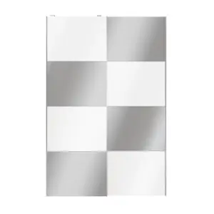 Atomia Panelled Mirrored White High gloss 2 door Sliding Wardrobe Door kit (H)2250mm (W)1500mm