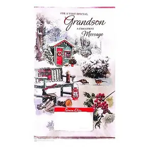 Simon Elvin For A Very Special Grandson Winter Scene Christmas Card (Pack of 6) White/Red (One Size)