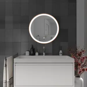 Harper & Harlow 600x600 Lyra Brushed Brass LED Illuminated Round Bathroom Mirror