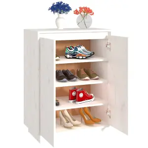 Berkfield Shoe Cabinet White 60x35x80 cm Solid Wood Pine