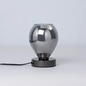 Inlight Batu Conical Brushed Satin Black Nickel effect Table lamp