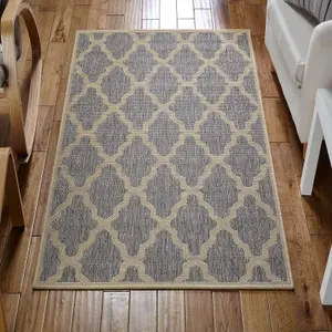 Modern Easy to Clean Anti-Slip Geometric Flatweave Grey Brown Rug for Dining Rug-120cm X 160cm