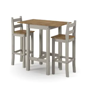 Corona Grey Square High Breakfast Bar Drop Leaf Table and Bar Chair SET , 60.0 / 100.0cm wide x 60cm deep x 100cm high