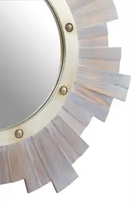 Interiors by Premier Sunburst Wooden Wall Mirror with Nail head