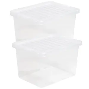 2 x 45 Litre Multipurpose Plastic Storage Containers Useful Boxes Complete With Lids