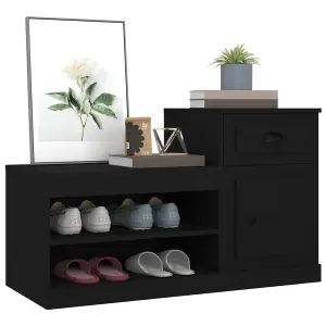 Berkfield Shoe Cabinet Black 100x42x60 cm Engineered Wood