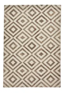 Beige Modern Geometric Easy To Clean Rug For Dining Room-120cm X 170cm