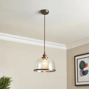 Broderick Copper effect LED Pendant ceiling light, (Dia)255mm