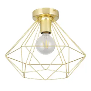 GoodHome Hexagon Gloss Metal Brass effect Ceiling light