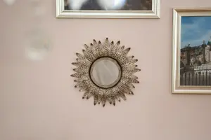 Bronze Feathered Frame Hanging Mirror 40cm