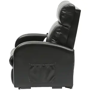 Single Motor Rise and Recline Lounge Chair - Black PU Leather Material