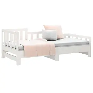 Berkfield Pull-out Day Bed White 2x(90x200) cm Solid Wood Pine