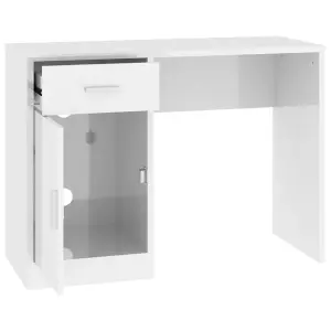 Berkfield Desk with Drawer&Cabinet High Gloss White 100x40x73 cm Engineered Wood