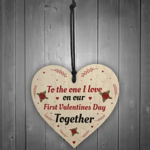 Handmade First Valentines Day Together Gift For Boyfriend Girlfriend Wood Heart Keepsake