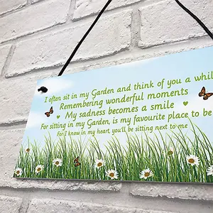 Garden Memorial Sign Hanging Outdoor Sign Wall Door Plaque Summerhouse Sign