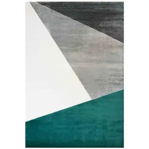 Emerald Green Grey Super Soft Abstract Geometric Area Rug 80x150cm