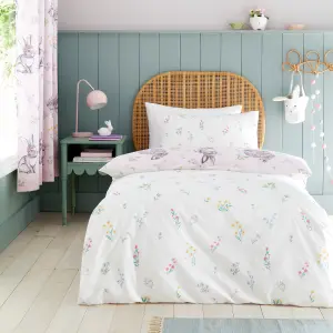 Catherine Lansfield Bunny Tails Ditsy Flowers Reversible Duvet Cover Set with Pillowcases Pink