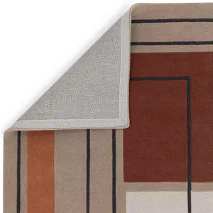 Modern Terracotta Handmade Geometric Wool Easy to Clean Rug for Bedroom & Living Room-120cm X 170cm