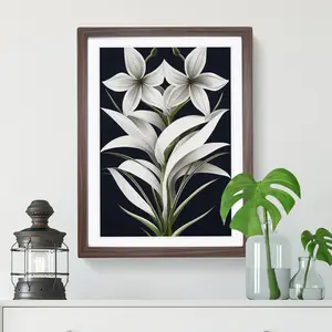 XV1022-3943X Shining Flowers - Single Picture Frame Print Walnut Framed / 46cm H x 34cm W x 2cm D