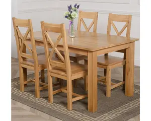 Oslo 150 x 90 cm Medium Oak Dining Table and 4 Chairs Dining Set with Berkeley Chairs