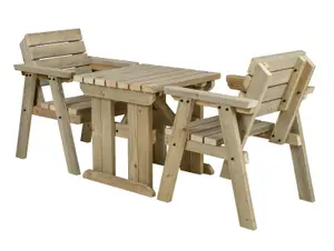 Hazels companion table and chairs set, wooden outdoor dining set (Natural finish)