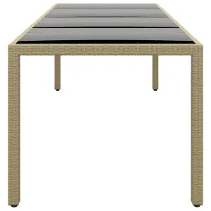 Berkfield Garden Table with Glass Top Beige Poly Rattan