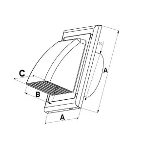 Graphite Duct Gravity Flap 190mm x 190mm / 100mm Air Vent Grille