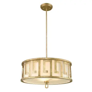 Elstead Lemuria 3 Light Large Round Ceiling Duo-Mount Pendant Gold, E27