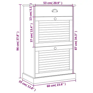 Berkfield Shoe Cabinet VIGO 60x35x96 cm Grey Solid Wood Pine