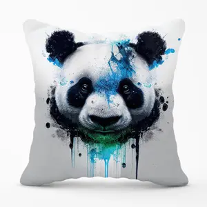 Panda Face Splashart Light Background Outdoor Cushion 45cm x 45cm