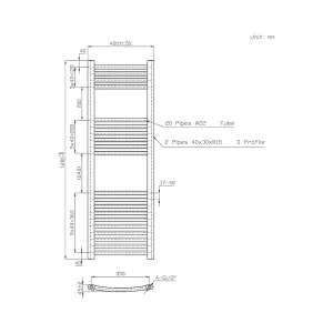 Rinse Bathrooms Electric Heated Towel Rail Curved Chrome Bathroom Towel Radiator 1200x400mm - 600W