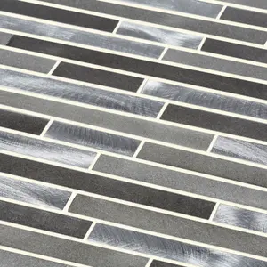 Naplo Grey Matt Metal effect Aluminium Mosaic tile, (L)304mm (W)300mm