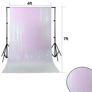 4ft x 7ft Sequin Backdrop Photography Background Shiny Fabric Glitter Curtain Backdrop, Iridescent White