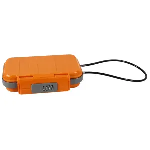 ABS Sports Security Box with Combination Lock & Cable - Waterproof Lockable Portable Travel Safe - H6 x W24 x D14cm, Orange