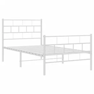 Berkfield Metal Bed Frame with Headboard and Footboard White 107x203 cm