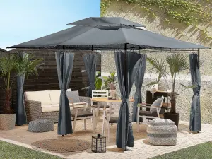 Beliani Mediterranean Gazebo Graphite Grey COLOS