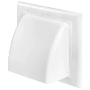 White Gravity Flap for 150 mm / 6" Round Wall Outlet - Ventilation Duct Cover with Non-Return Shutters and Rear Spigot