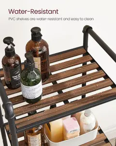 VASAGLE Bathroom Shelves, 5-Tier Storage Rack, Storage Stand with Adjustable Shelves, Rustic Brown and Ink Black