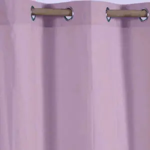 Homescapes Cotton Plain Mauve Ready Made Eyelet Curtain Pair, 137 x 182 cm