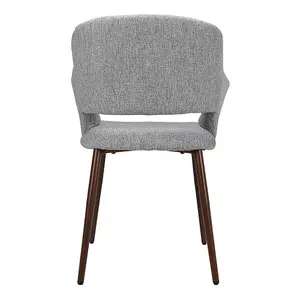 Dinning Chair Set of 2 Modern Light Grey Linen Dinning Chair Armchair with Metal Legs