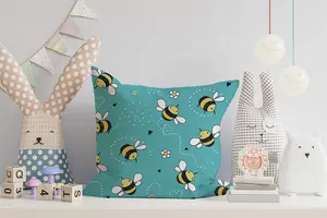 Hand Drawn Busy Bees Cushions 45cm x 45cm