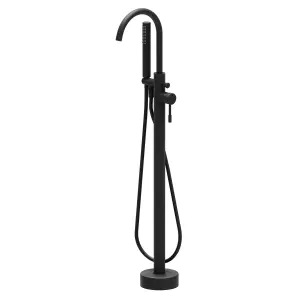 Emilia Matt Black Round Floor Standing Bath Shower Mixer Tap