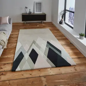 Beige Handmade Luxurious Modern Wool Abstract Rug Easy to clean Living Room and Bedroom-150cm X 230cm