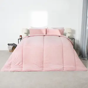 Teddy Fleece Coverless Duvet 10.5 TOG Pillowcase, Blush - Single